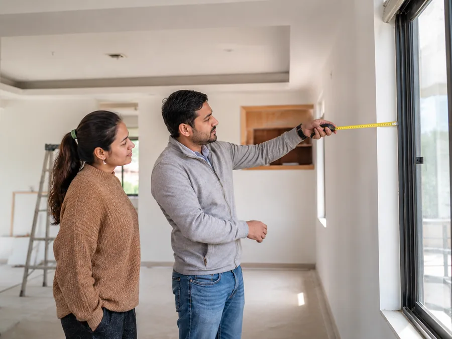 Alpha Engineering measuring a window opening on a client site