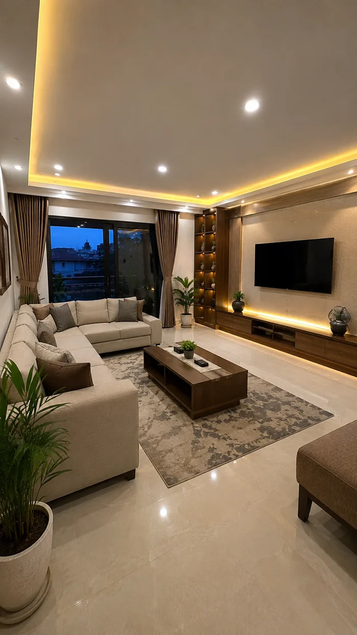 Completed living room of a full RCC home project
